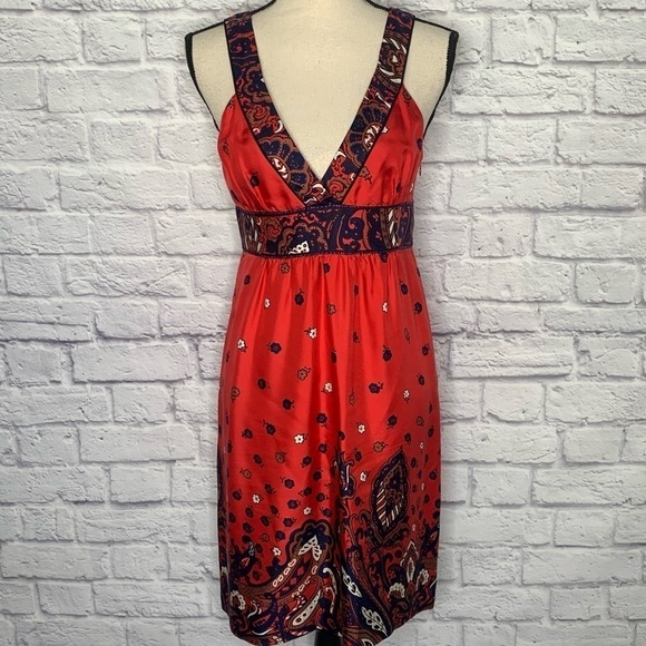 Tibi Silk Paisley Print V-Neckline Sleeveless Dress - Picture 4 of 16